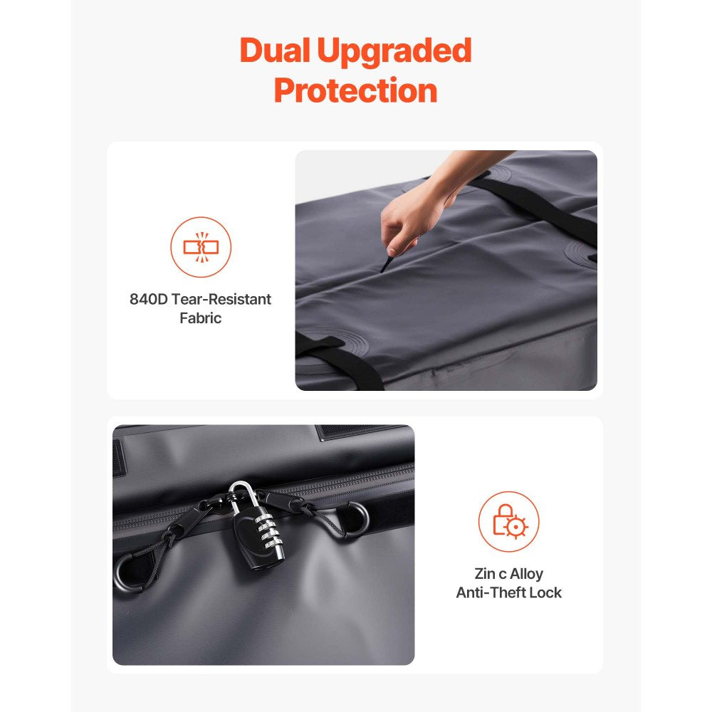 VEVOR Hitch Cargo Carrier Bag, Waterproof 840D PVC, 57.48 x 19.49 x 23.82 in (16 Cubic Feet), Heavy Duty Cargo Bag for Truck Bed Storage with Reinforced Straps, Suitable for Car SUV Vans Hitch Basket
