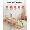 VEVOR Pikler Triangle Set, 9-in-1 Toddler Climbing Toys Indoor, with 2 Wooden Cars, Cushion, Triangle, Arch, and Ramp, 150 lbs Load, Foldable Montessori Climbing Set for Toddlers and Kids, Rainbow