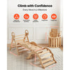 VEVOR Pikler Triangle Set, 9-in-1 Toddler Climbing Toys Indoor, with 2 Wooden Cars, Cushion, Triangle, Arch, and Ramp, 150 lbs Load, Foldable Montessori Climbing Set for Toddlers and Kids, Wood Color