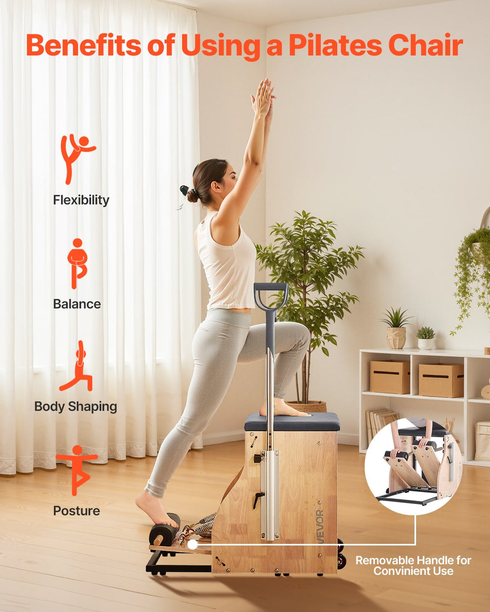 Benefits of using a Pilates chair - flexibility, balance, body shaping, posture