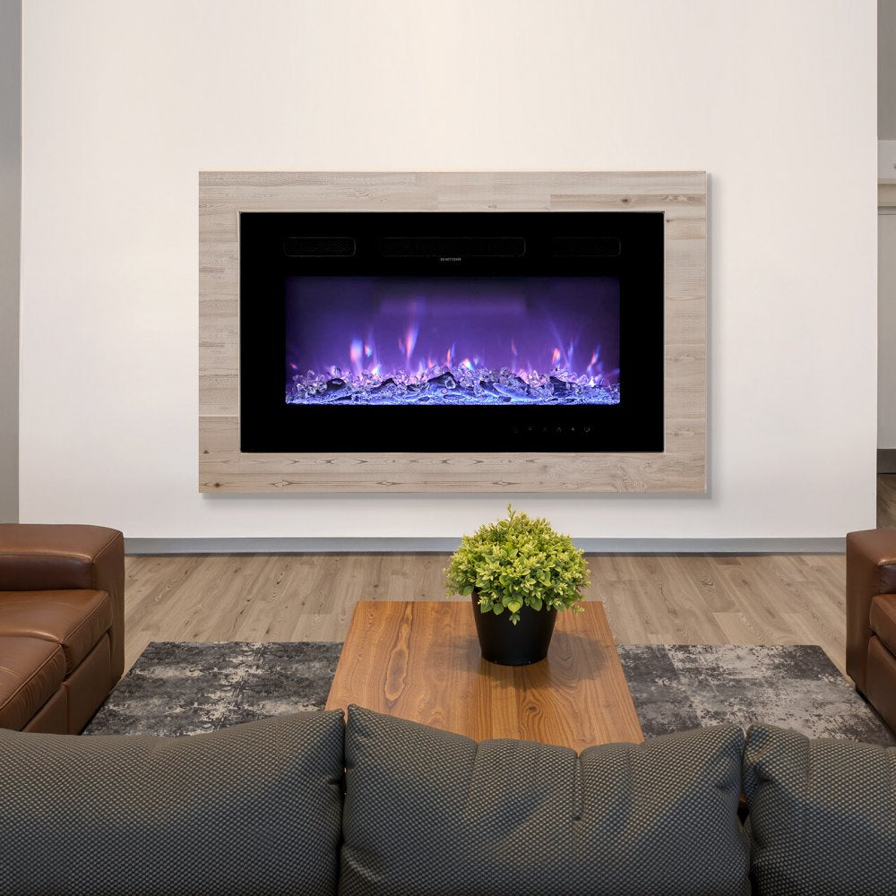 VEVOR 36 inch Electric Fireplace, Wall Mounted Recessed Fire Place with Remote Control, Timer, 1500W, Adjustable Flame Color Brightness, Touch Screen, Overheat Protection, for Living Room,Bedroom
