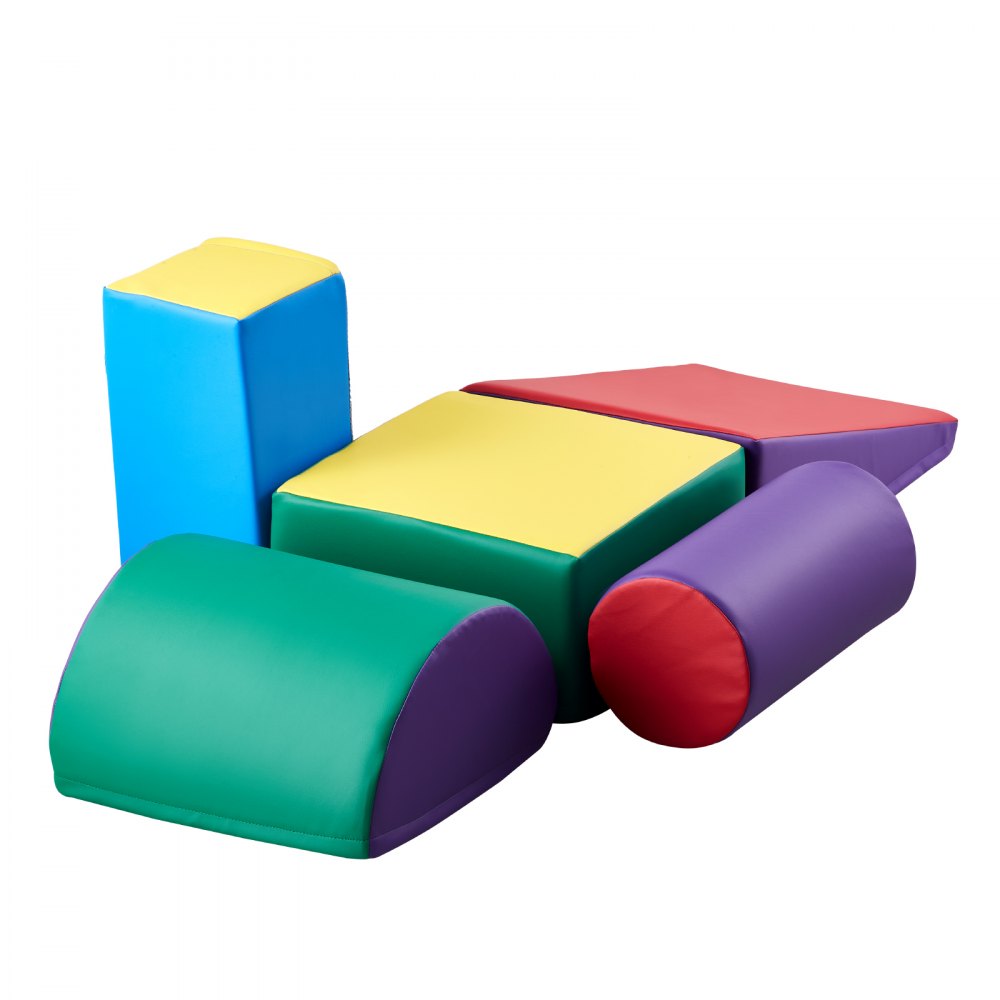 VEVOR Climbing Toys, 5-Piece Set, Foam Climbing Toys for Toddlers 6 Months to 3 Years Old, PU Leather Climbing Blocks, Indoor Climb and Crawl Activity Playset for Crawling & Sliding, Easy to Clean