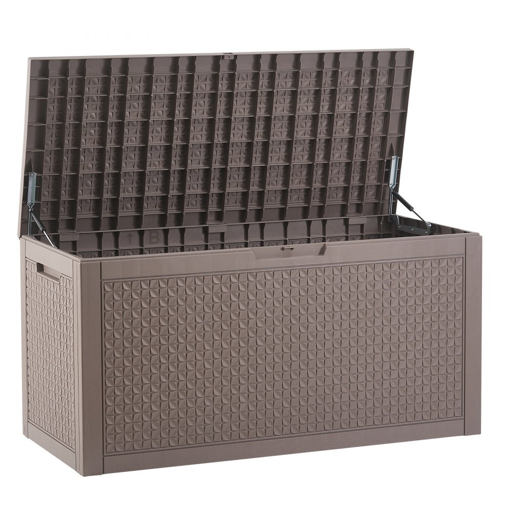VEVOR Outdoor Storage Box, 100 Gallon Resin Deck Box, Backyard Outside Toy and Towel Storage Cabinet Waterproof, for Patio Furniture Cushions, Garden Tools, Pool Supplies & Package Delivery (Grey)