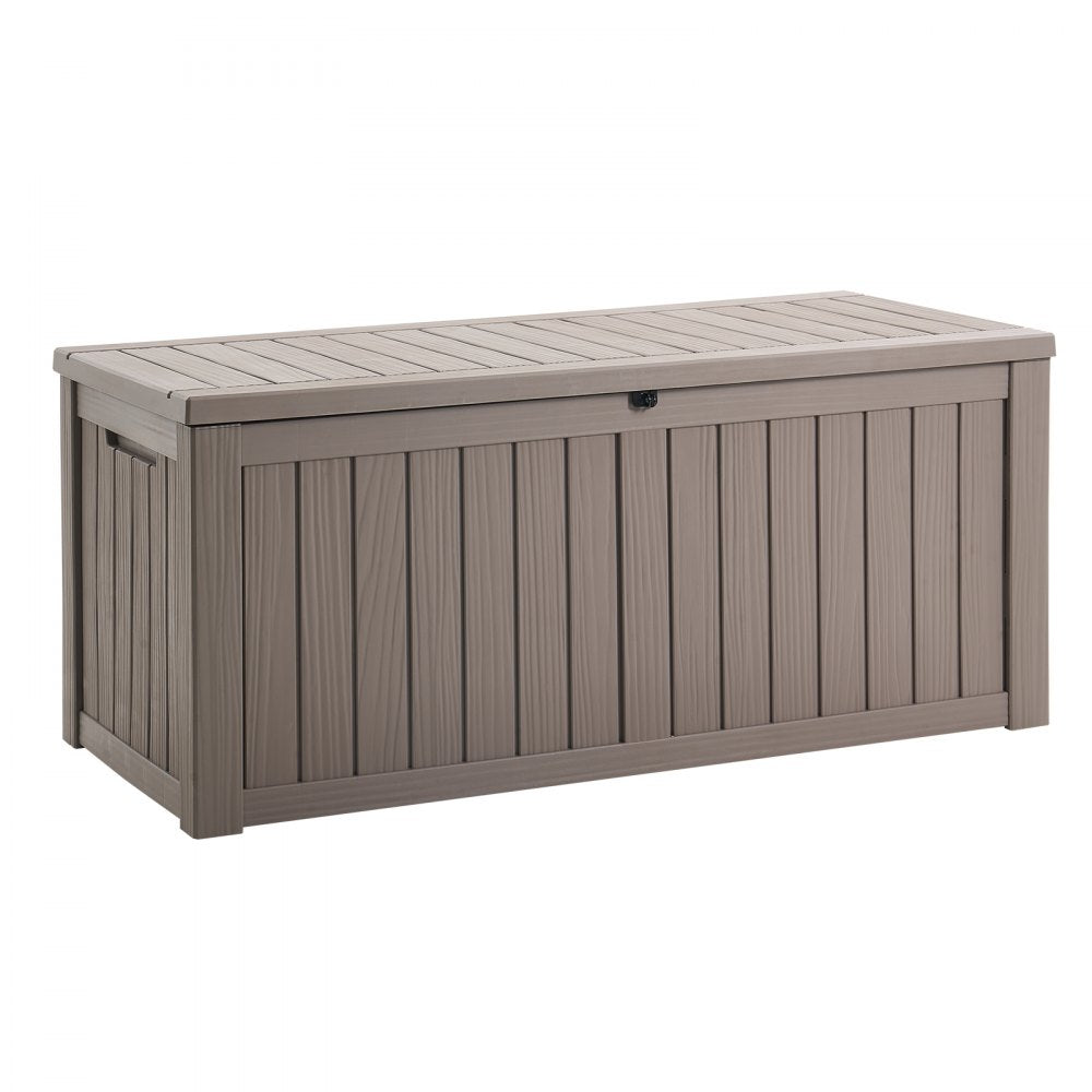 VEVOR Outdoor Storage Box, 120 Gallon Resin Deck Box, Lockable Backyard Toy and Towel Storage Cabinet Waterproof, for Patio Furniture Cushions, Garden Tools, Pool Supplies & Package Delivery (Grey)