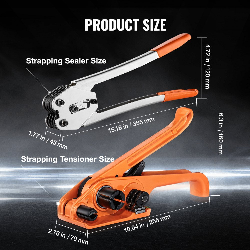 VEVOR Banding Strapping Kit with Strapping Tensioner Tool, Banding Sealer Tool, 3280 ft Length PP Band, 1000 Metal Seals, Pallet Packaging Strapping Banding Kit Banding Packaging Strapping for Packing