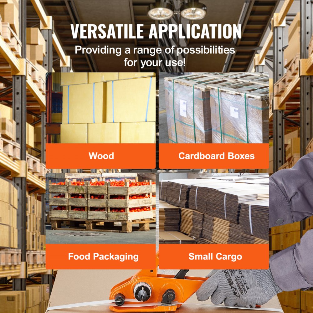 VEVOR Banding Strapping Kit with Strapping Tensioner Tool, Banding Sealer Tool, 3280 ft Length PP Band, 1000 Metal Seals, Pallet Packaging Strapping Banding Kit Banding Packaging Strapping for Packing