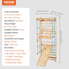 VEVOR Swedish Ladder Wall Gym, 8 in 1 Wooden Indoor Playground Climbing Toys, 220 lbs Load Capacity Swedish Wall Ladder with Pull-Up Bar, Gym Rings, Swing Seat, Rope Ladder, Wall Ladder, Slide Board