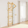 VEVOR Swedish Ladder Wall Gym, 4-in-1 8-Level Indoor Jungle Gym, 220LBS Loading Solid Wood Gymnastic Stall Bars, Indoor Playground Climbing Playset with Gym Rings, Pull-Up Bar, Rope Ladder, Wall Ladder