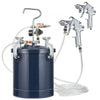 VEVOR Spray Paint Pressure Pot Tank, 10L/2.5gal Air Paint Pressure Pot, 1.5mm+4mm Two Nozzles Two Spray Paint Guns, 60PSI Max, for Industry Home Decor Architecture Construction Automotive Painting