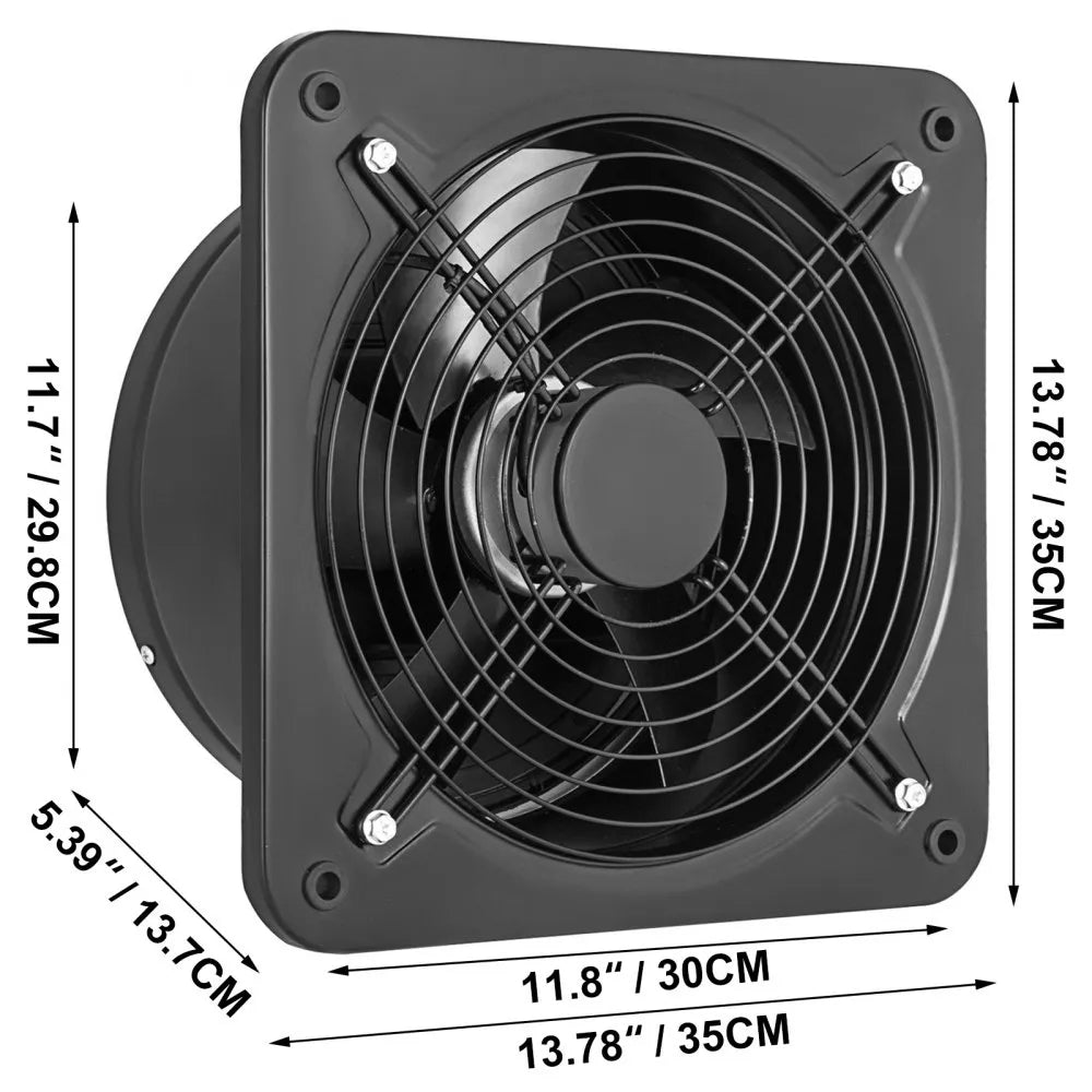 Industrial Ventilation Extractor Metal Axial Exhaust Commercial Air Blower Fan 300mm