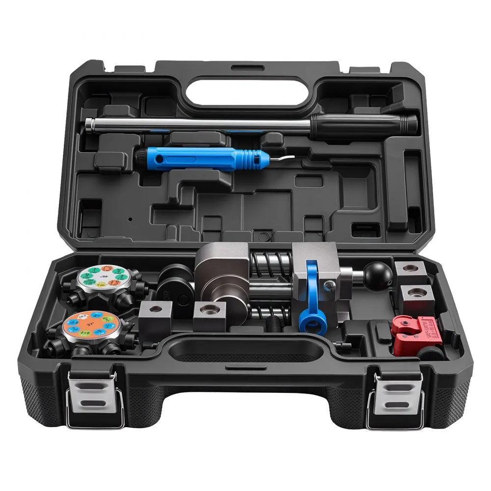 VEVOR Professional Brake Line Flaring Tool, 45 & 37 Degree Double Flare Bubble Flare Tool Kit for 3/16", 1/4", 5/16", 3/8" Copper Aluminum Thin Steel Tubes
