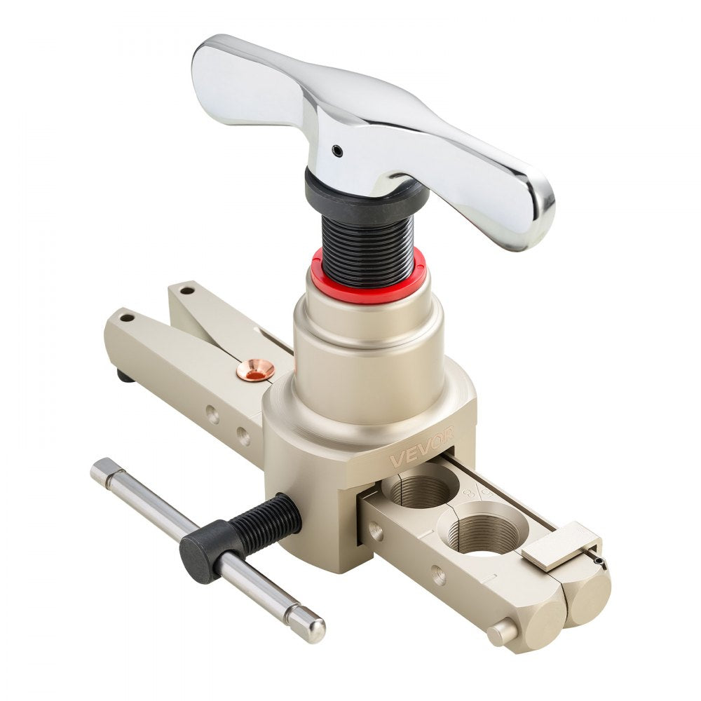 VEVOR Flaring Tool HVAC, 45° Eccentric Single Flaring Tool for 1/4"-3/4" & 6-19mm Copper Aluminum Tubes - with Metric & SAE Clamps, Tube Cutter & Toolbox for Refrigeration Air Conditioner Repair