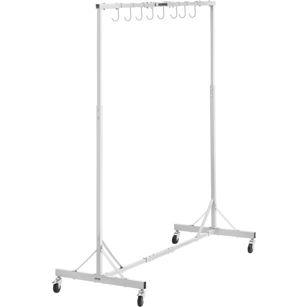 VEVOR Painting Rack, 5 ft-7 ft Adjustable Height, 66 lbs Capacity Automotive Paint Rack Stand, 8 Hooks Painting Drying Rack with 4 Swiveling Wheels, Auto Body Stand for Auto Repair Shops & Garage