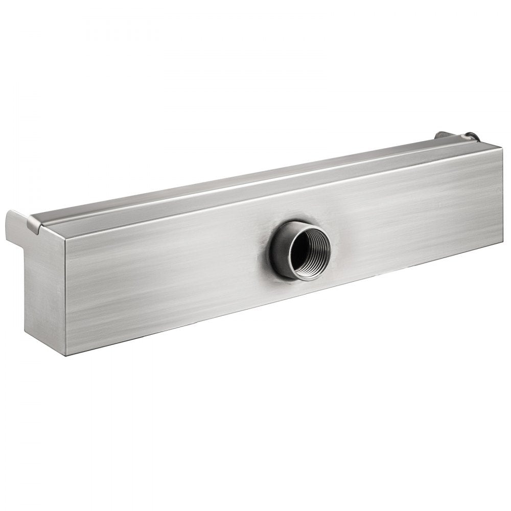 VEVOR Pool Fountain Stainless Steel Pool Waterfall Spillway with Pipe Connector Rectangular Garden Outdoor (17.7\")