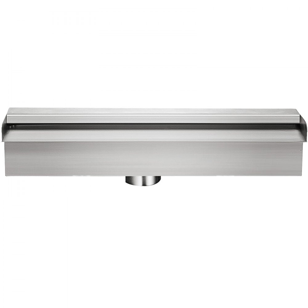 VEVOR Pool Fountain Stainless Steel Pool Waterfall Spillway with Pipe Connector Rectangular Garden Outdoor (17.7\")