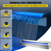 VEVOR Pool Fountain Stainless Steel Pool Waterfall 11.8\" x 4.5\" x 3.1\"(W x D x H) with LED Strip Light Waterfall Spillway with Pipe Connector Rectangular Garden Outdoor