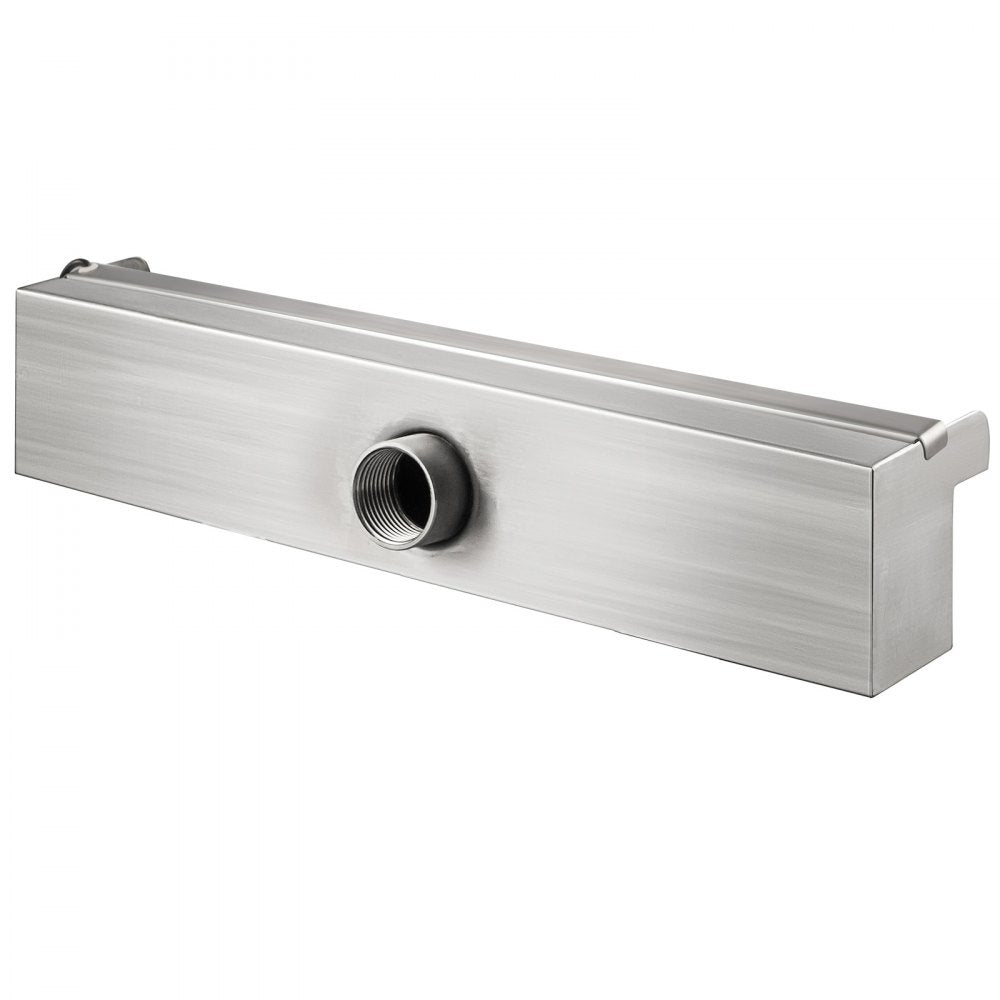 VEVOR Pool Fountain Stainless Steel Pool Waterfall 11.8\" x 4.5\" x 3.1\"(W x D x H) with LED Strip Light Waterfall Spillway with Pipe Connector Rectangular Garden Outdoor