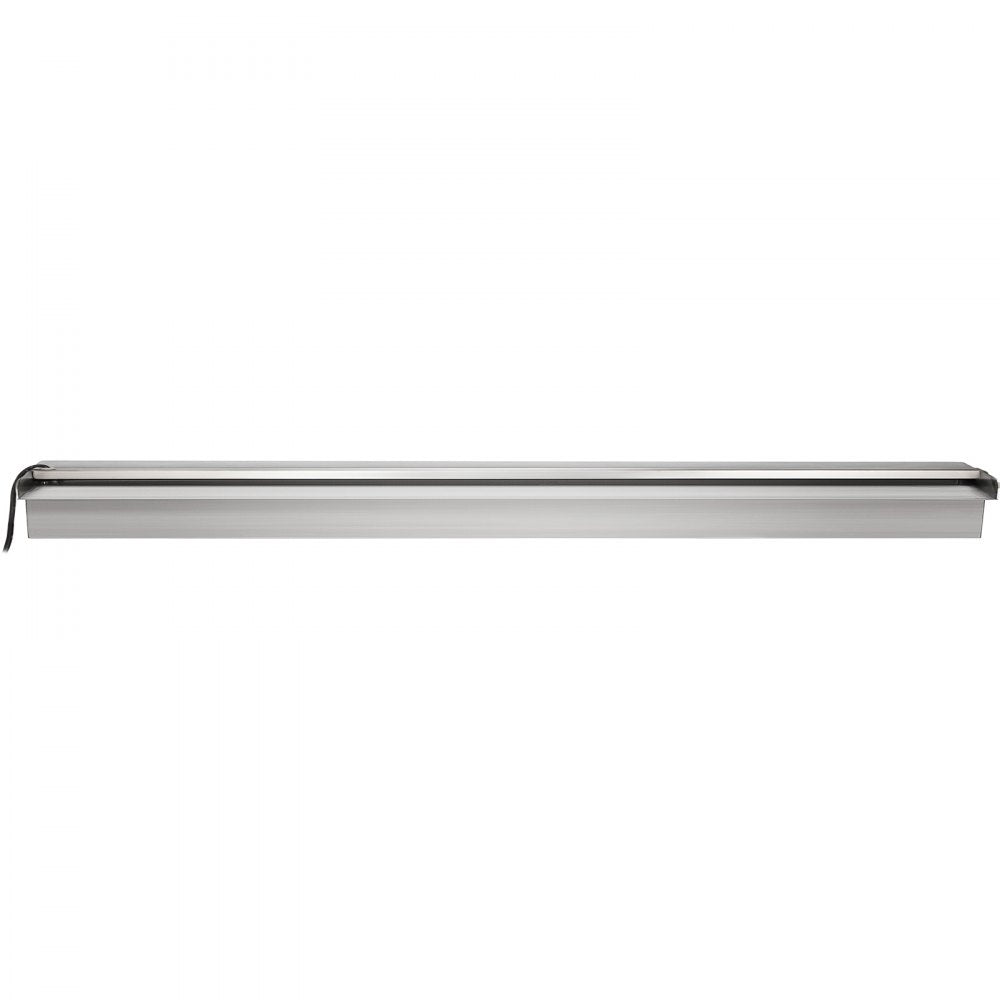 VEVOR Pool Fountain Stainless Steel Pool Waterfall 35.4\" x 4.5\" x 3.1\"(W x D x H) with LED Strip Light Waterfall Spillway with Pipe Connector Rectangular Garden Outdoor