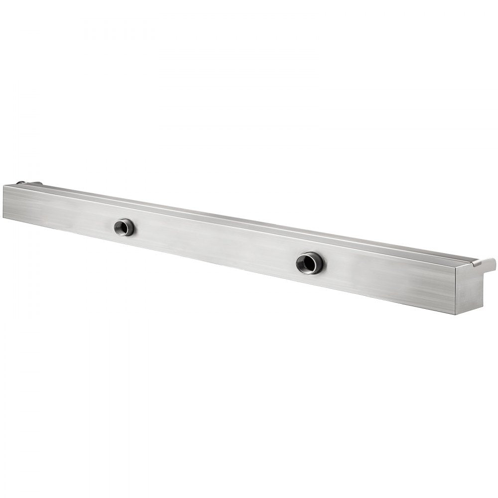 VEVOR Pool Fountain Stainless Steel Pool Waterfall 35.4\" x 4.5\" x 3.1\"(W x D x H) with LED Strip Light Waterfall Spillway with Pipe Connector Rectangular Garden Outdoor