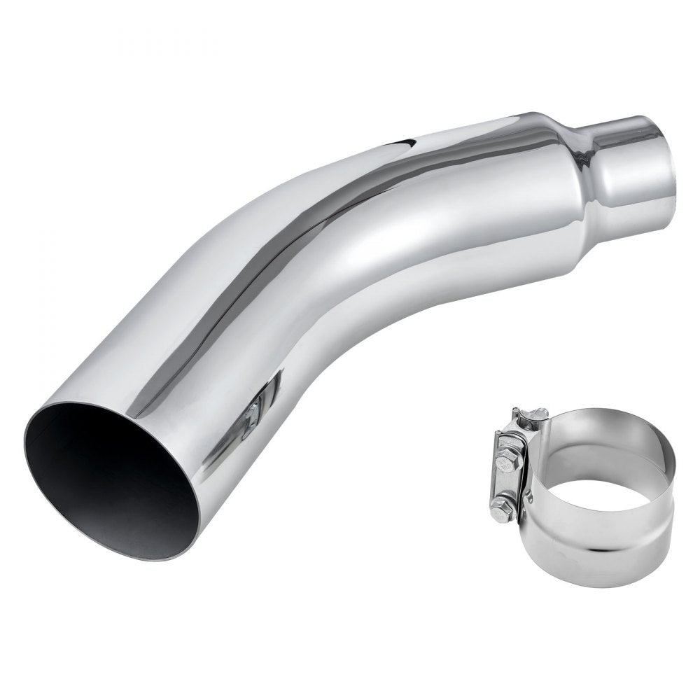 VEVOR Elbow Exhaust Tip, 4 Inch Inlet, 6 Inch Outlet, 23 in Overall Length, Chrome Turn Down Exhaust Tip with Clamp for Truck, Sedan, Sports Car, SUV, Chrome Structure for High Temperature Resistance