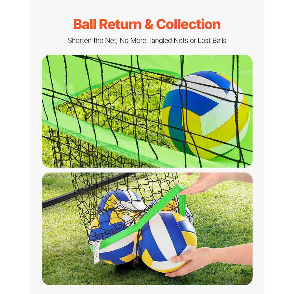 VEVOR Volleyball Training Net System, Freely Height-Adjustable Practice Equipment with Ball Return, 8x11ft Portable Net Station, Easy Setup for Backyard Indoor Outdoor Serving Spiking Improve Accuracy