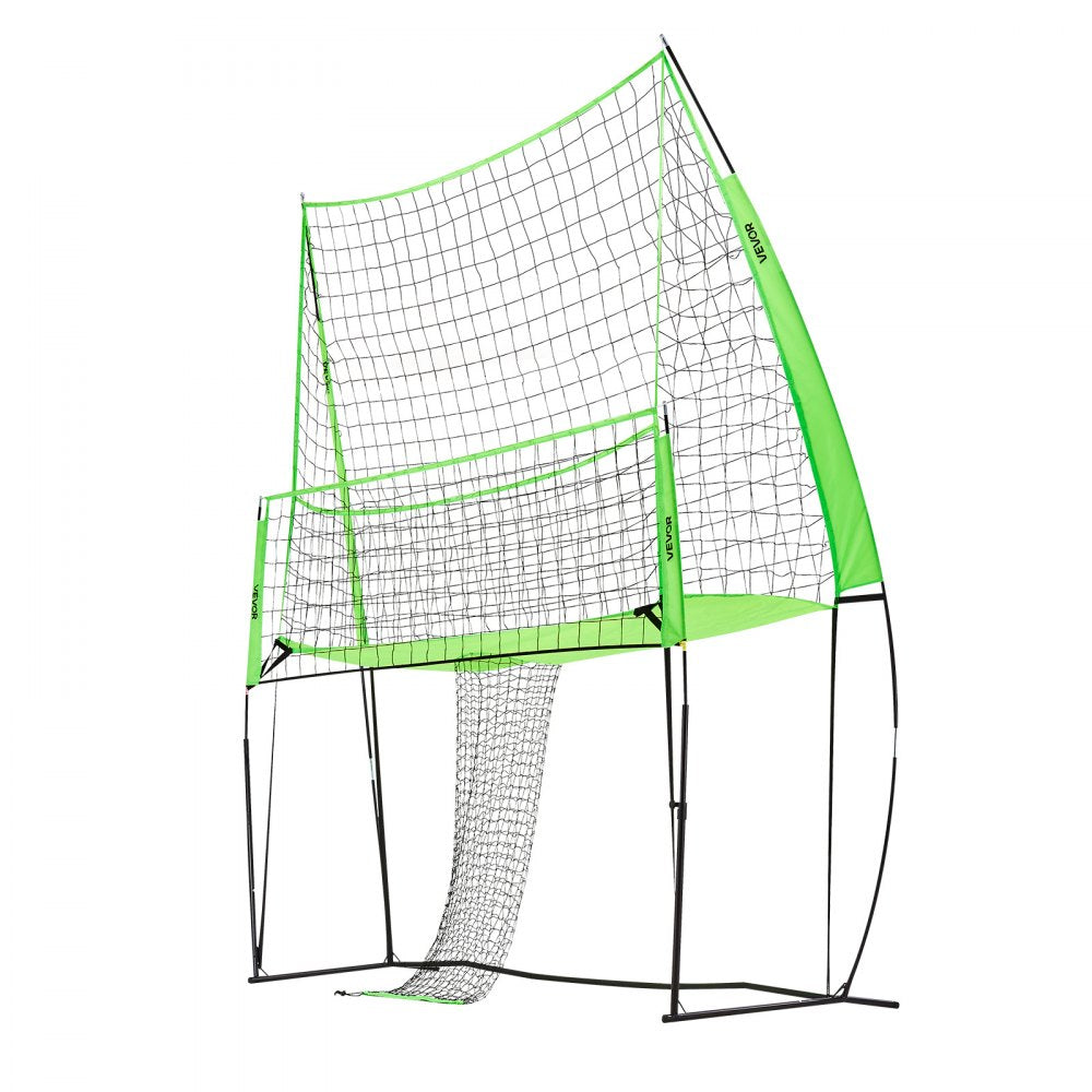 VEVOR Volleyball Training Net System, Freely Height-Adjustable Practice Equipment with Ball Return, 8x11ft Portable Net Station, Easy Setup for Backyard Indoor Outdoor Serving Spiking Improve Accuracy
