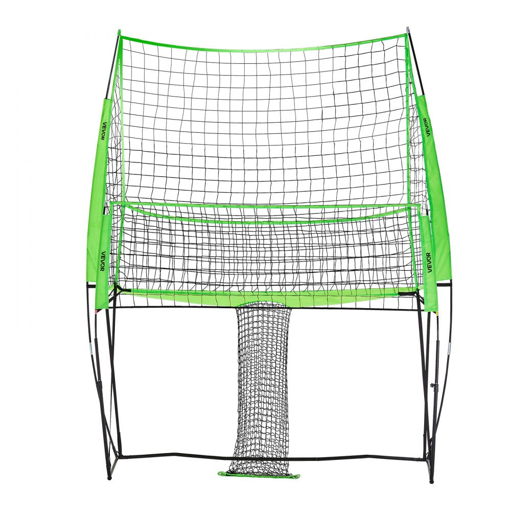 VEVOR Volleyball Training Net System, Freely Height-Adjustable Practice Equipment with Ball Return, 8x11ft Portable Net Station, Easy Setup for Backyard Indoor Outdoor Serving Spiking Improve Accuracy