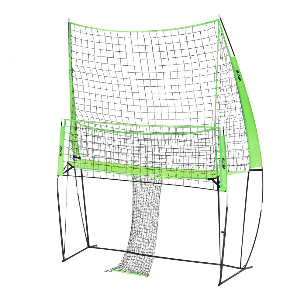 VEVOR Volleyball Training Net System, Freely Height-Adjustable Practice Equipment with Ball Return, 8x11ft Portable Net Station, Easy Setup for Backyard Indoor Outdoor Serving Spiking Improve Accuracy