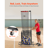 VEVOR Volleyball Setter Training Equipment, Angle and Height Adjustable Volleyball Trainer, Portable Practice Net with Cart, Wheels, Carrying Bag, Indoor Outdoor Target Net for Serving Spiking Setting