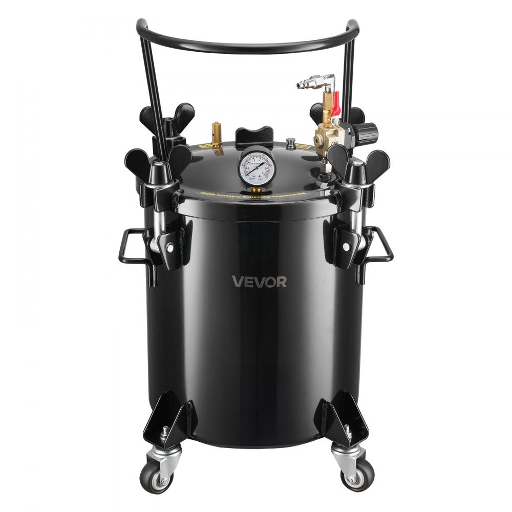 VEVOR Pressure Pot Tank, 5.3 Gal/20 L Heavy Duty Steel Air Tool Pressure Pot, Pressures Pots with Three Quick-Connect Couplers for Home Use, DIY, Art Creations, Large-Diameter Tank