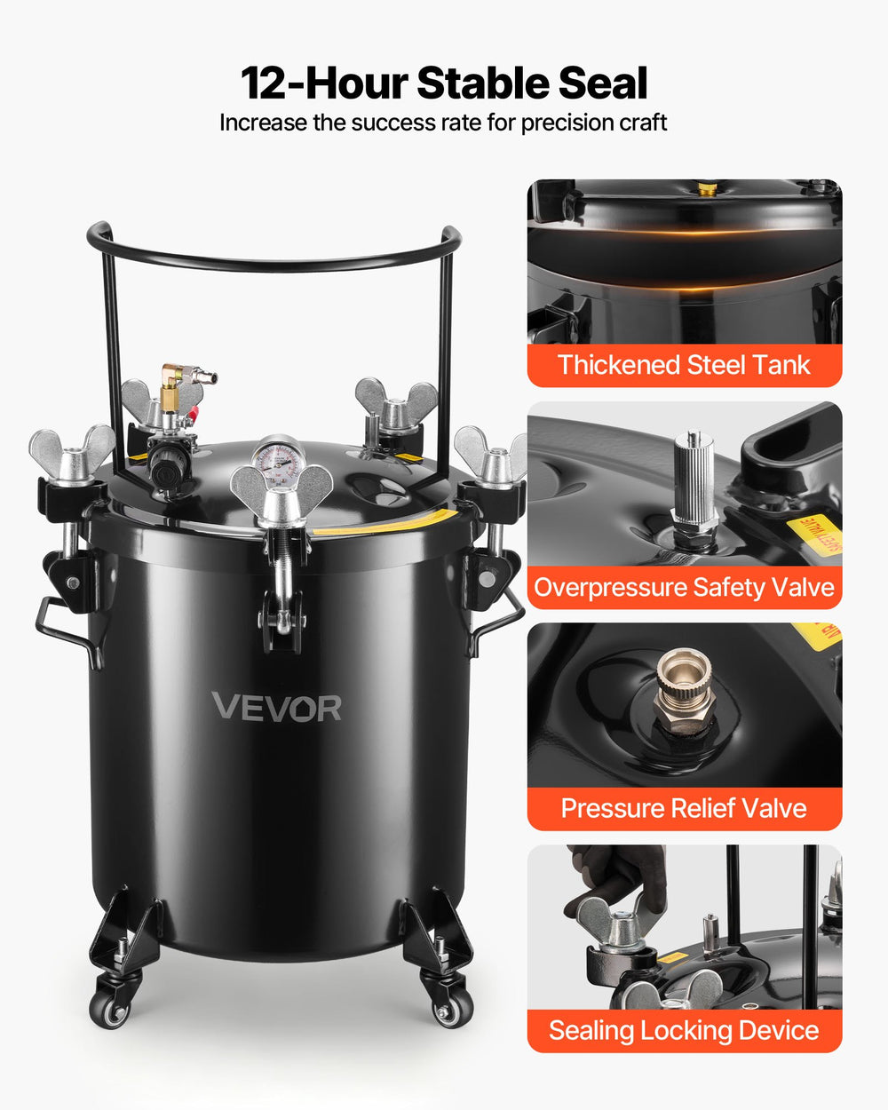 VEVOR Pressure Pot Paint Tank - thickened steel tank and safety valves