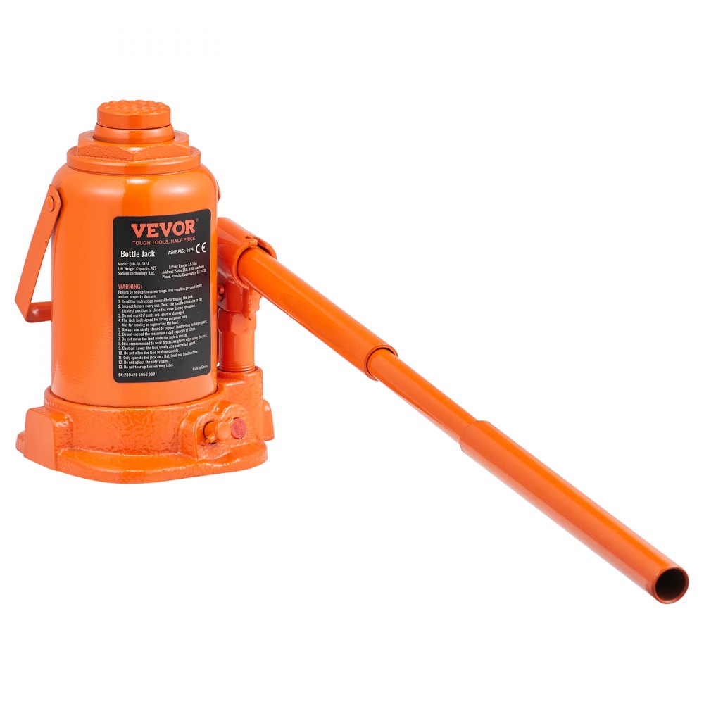 VEVOR Hydraulic Bottle Jack, 12 Ton/26455 LBS All Welded Bottle Jack, 7.5-14 inch Lifting Range, with 3-section Long Handle, for Pickup Truck, Truck, Car, RV, Auto Repair, Industrial Engineering