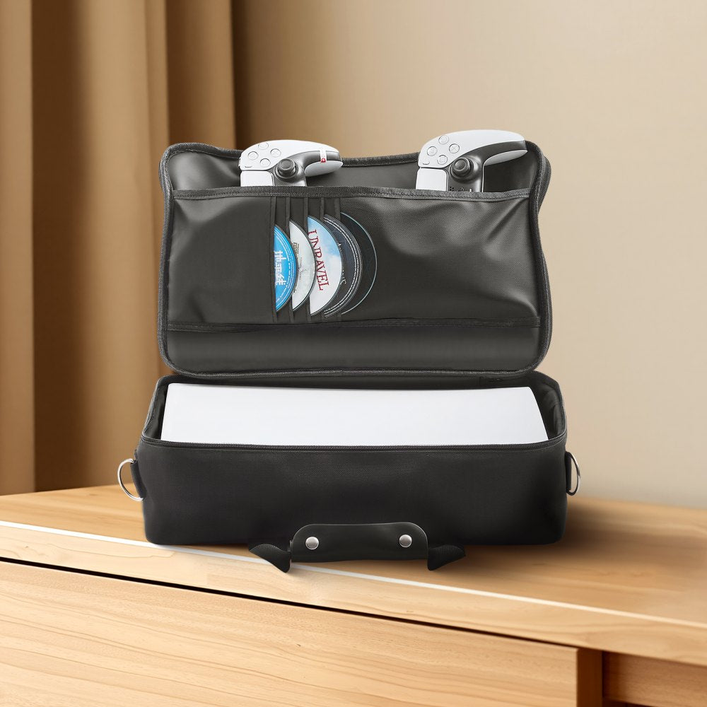 VEVOR PS5 Carrying Case, Travel Bag for Playstation 5 & PS5 Slim Waterproof Nylon, Soft Interior Lining & Padded Dividers for Extra Protection, Spacious Design with Carry Handle for Storage, Home