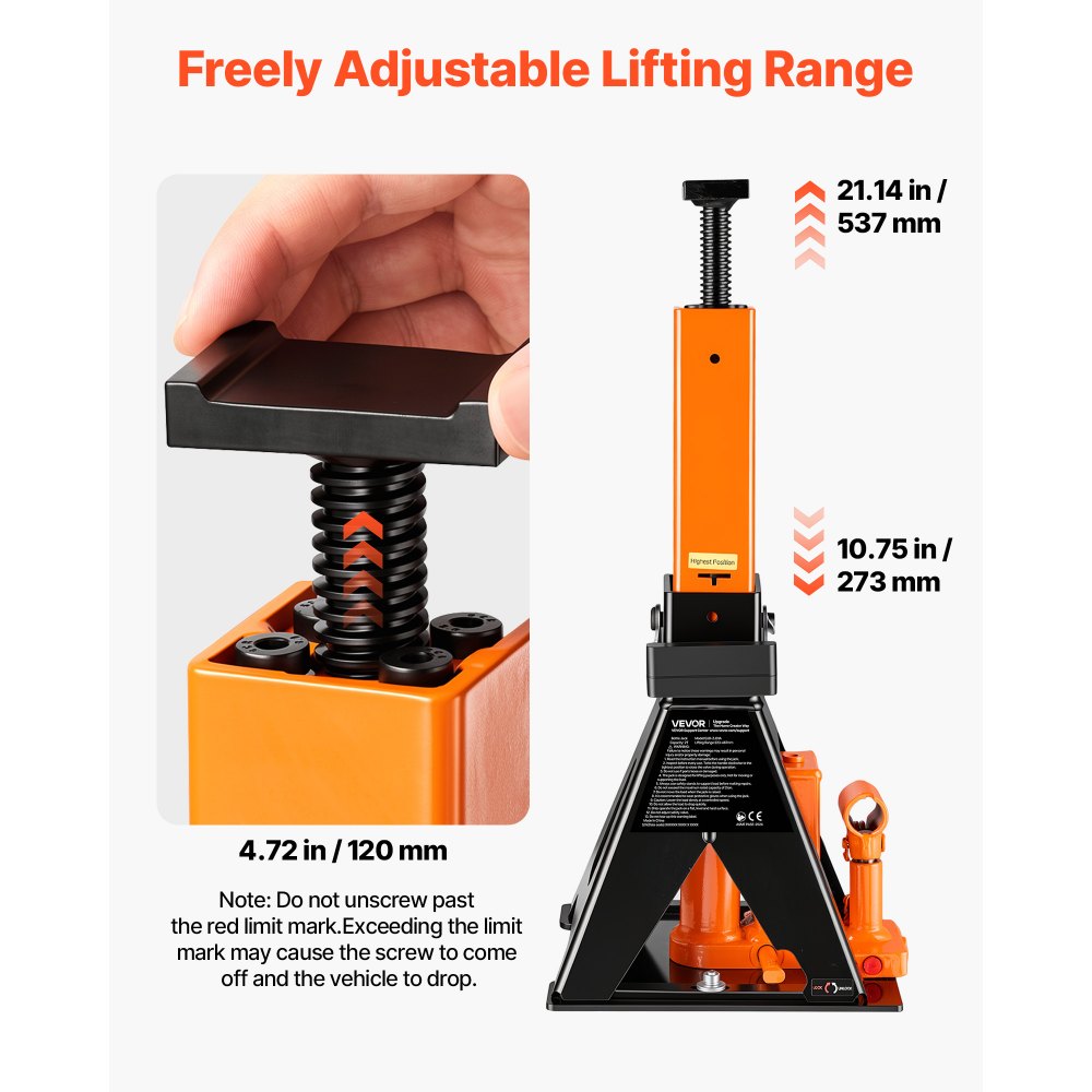 VEVOR Hydraulic Bottle Jack and Jack Stand in One 3 Ton (6613.9 lbs) Lift, for Sedans, Compact SUVs & Small Vans, 10.75"-21.14" Lifting Range, All-in-One Heavy Duty Vehicle Unijack with Wide Base