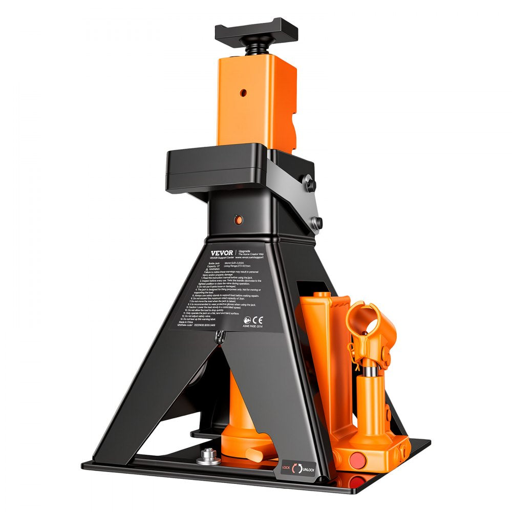 VEVOR Hydraulic Bottle Jack and Jack Stand in One 3 Ton (6613.9 lbs) Lift, for Sedans, Compact SUVs & Small Vans, 10.75"-21.14" Lifting Range, All-in-One Heavy Duty Vehicle Unijack with Wide Base