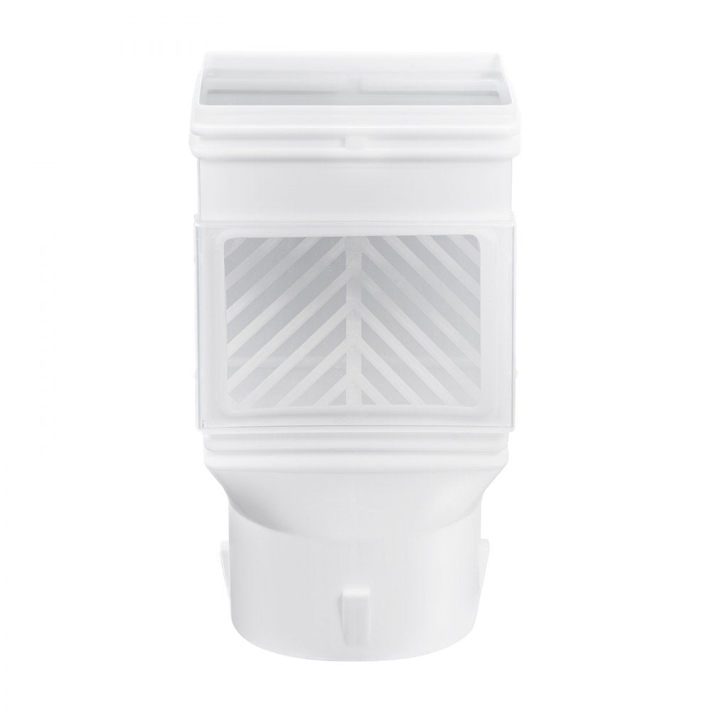 VEVOR Gutter Downspouts, Downspout Diverter Rainwater Collection System Fits for 2x3 or 3x4 Inch Standard Inlet and Φ4inch Outlet, Flexible Rain Water Barrel Kit with Mesh Screen & Transparent, White
