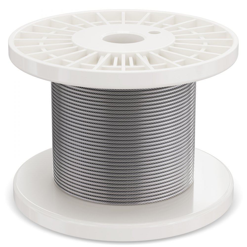 VEVOR Wire Rope Kit, 1/8" 100 ft 304 Stainless Steel Cable with 59 Accessories, 650 lbs Breaking Strength, 7x7 Strands Construction Marine Aircraft Grade for Handrail Stair Decking Fence Outdoors