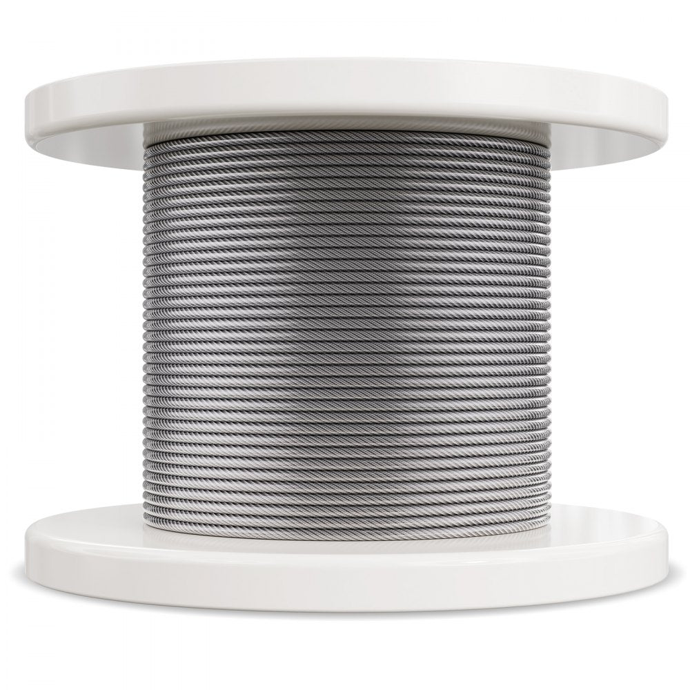 VEVOR Wire Rope Kit, 1/8" 100 ft 304 Stainless Steel Cable with 59 Accessories, 650 lbs Breaking Strength, 7x7 Strands Construction Marine Aircraft Grade for Handrail Stair Decking Fence Outdoors