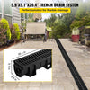 VEVOR Trench Drain System, Channel Drain with Plastic Grate, 5.9x5.1-Inch HDPE Drainage Trench, Black Plastic Garage Floor Drain, 6x39 Trench Drain Grate, with 6 End Caps, for Garden, Driveway-6 Pack