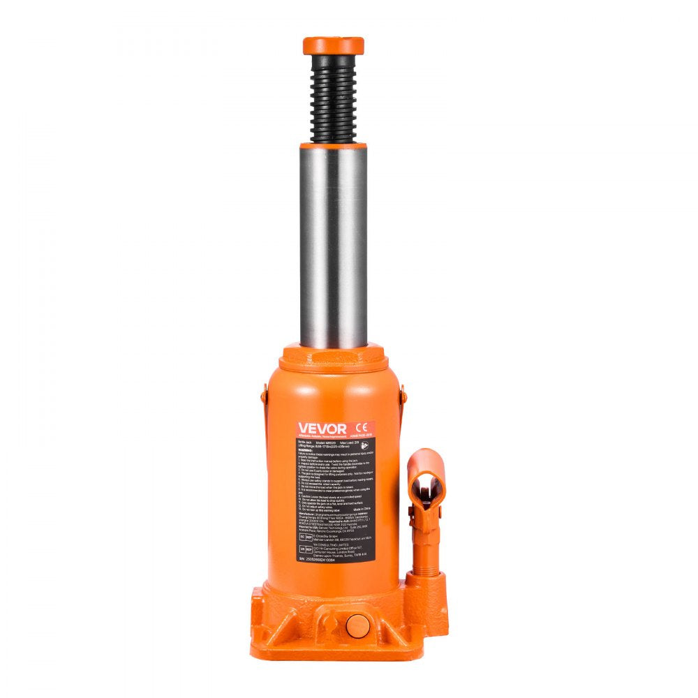 VEVOR Hydraulic Bottle Jack, 20 Ton (44092 lbs) Capacity, 8.9-17.1 Inch Lifting Range, Heavy Duty Welded Bottle Jack for Car, SUV, Pickup, Auto Repair, House Lift and Agricultural Equipment, Orange