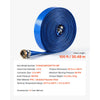 VEVOR Discharge Hose 1-1/2" x 100 ft PVC Lay Flat Backwash Water Pump Hose, for Swimming Pool Sand Filter & Sump Pump, Water Transfer Drainage, Weather & Burst-Resistant, with Pin Lug Fittings, Blue