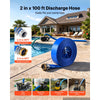 VEVOR Discharge Hose 2" x 100 ft PVC Lay Flat Backwash Water Pump Hose, for Swimming Pool Sand Filter & Sump Pump, Water Transfer Drainage, Weather & Burst-Resistant, with Pin Lug Fittings, Blue