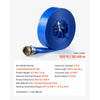 VEVOR Discharge Hose 2" x 100 ft PVC Lay Flat Backwash Water Pump Hose, for Swimming Pool Sand Filter & Sump Pump, Water Transfer Drainage, Weather & Burst-Resistant, with Pin Lug Fittings, Blue