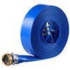 VEVOR Discharge Hose 2" x 100 ft PVC Lay Flat Backwash Water Pump Hose, for Swimming Pool Sand Filter & Sump Pump, Water Transfer Drainage, Weather & Burst-Resistant, with Pin Lug Fittings, Blue