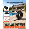 VEVOR Discharge Hose 2" x 100 ft PVC Lay Flat Backwash Water Pump Hose, for Swimming Pool Sand Filter & Sump Pump, Heavy Duty, Water Transfer Drainage, Weather & Burst-Resistant, with Clamps, Black