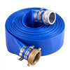 VEVOR Discharge Hose 2" x 50 ft PVC Lay Flat Backwash Water Pump Pool Hose, for Swimming Pool Sand Filter & Sump Pump, Water Transfer Drainage, Weather & Burst-Resistant, with Pin Lug Fittings, Blue