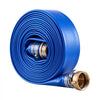 VEVOR Discharge Hose 2" x 50 ft PVC Lay Flat Backwash Water Pump Pool Hose, for Swimming Pool Sand Filter & Sump Pump, Water Transfer Drainage, Weather & Burst-Resistant, with Pin Lug Fittings, Blue