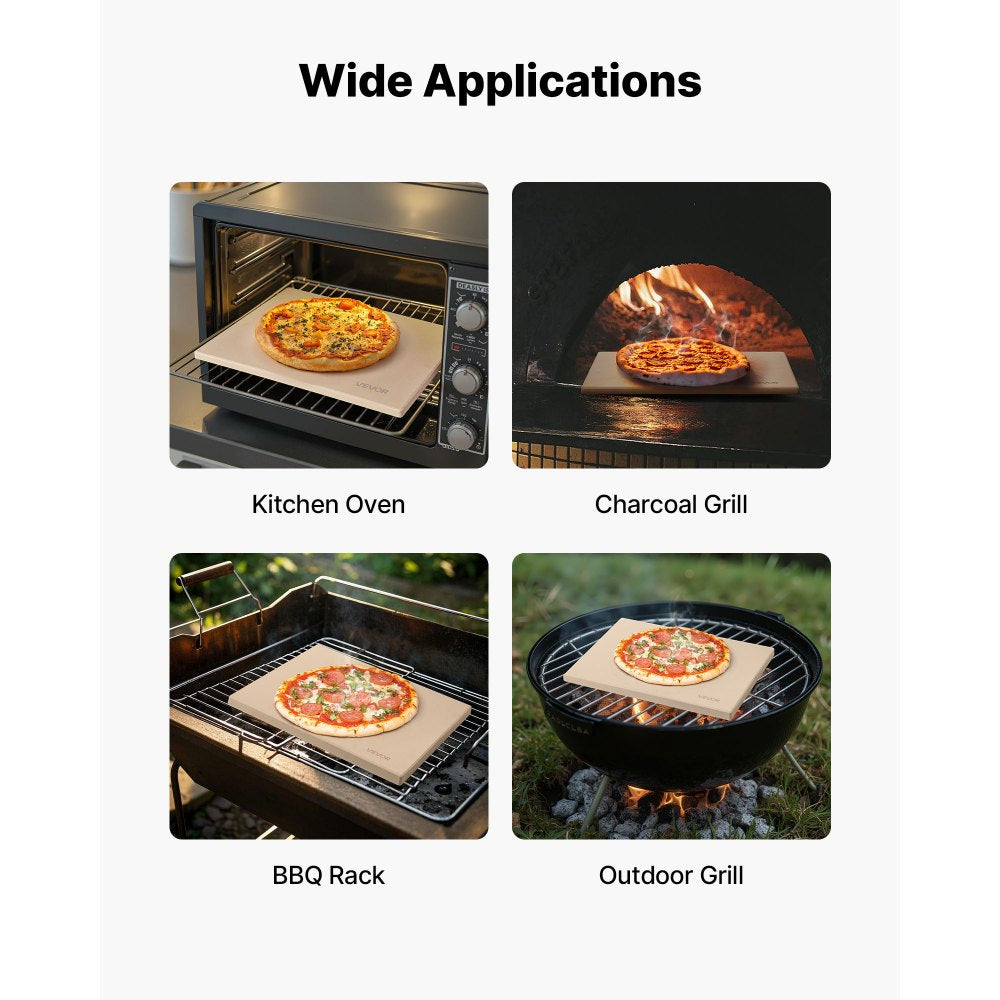VEVOR Pizza Stone, 20 x 14 x 0.67 in Rectangular Pizza Stone, Extra Large Baking-Stone with Scraper, 1450℉ Heat-Resistant Cordierite, for Oven, BBQ Griller, Baking Bread & Pizza