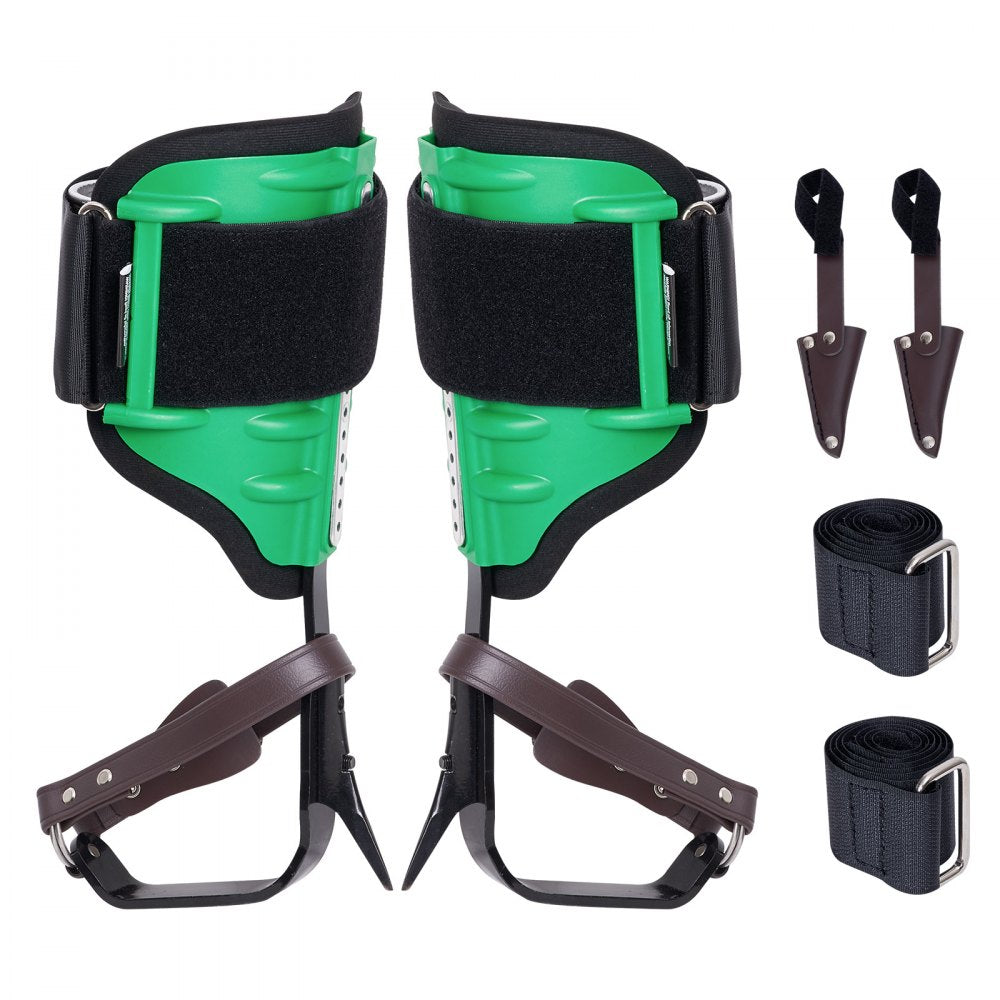 VEVOR Tree Climbing Spikes, 1 Pair Alloy Steel Climbing Spurs, 350lbs Load Capacity Tree Climbing Gear with Straps and Spike Protectors, Arborist Equipment for Climbers, Hunting, Fruit Picking, Green