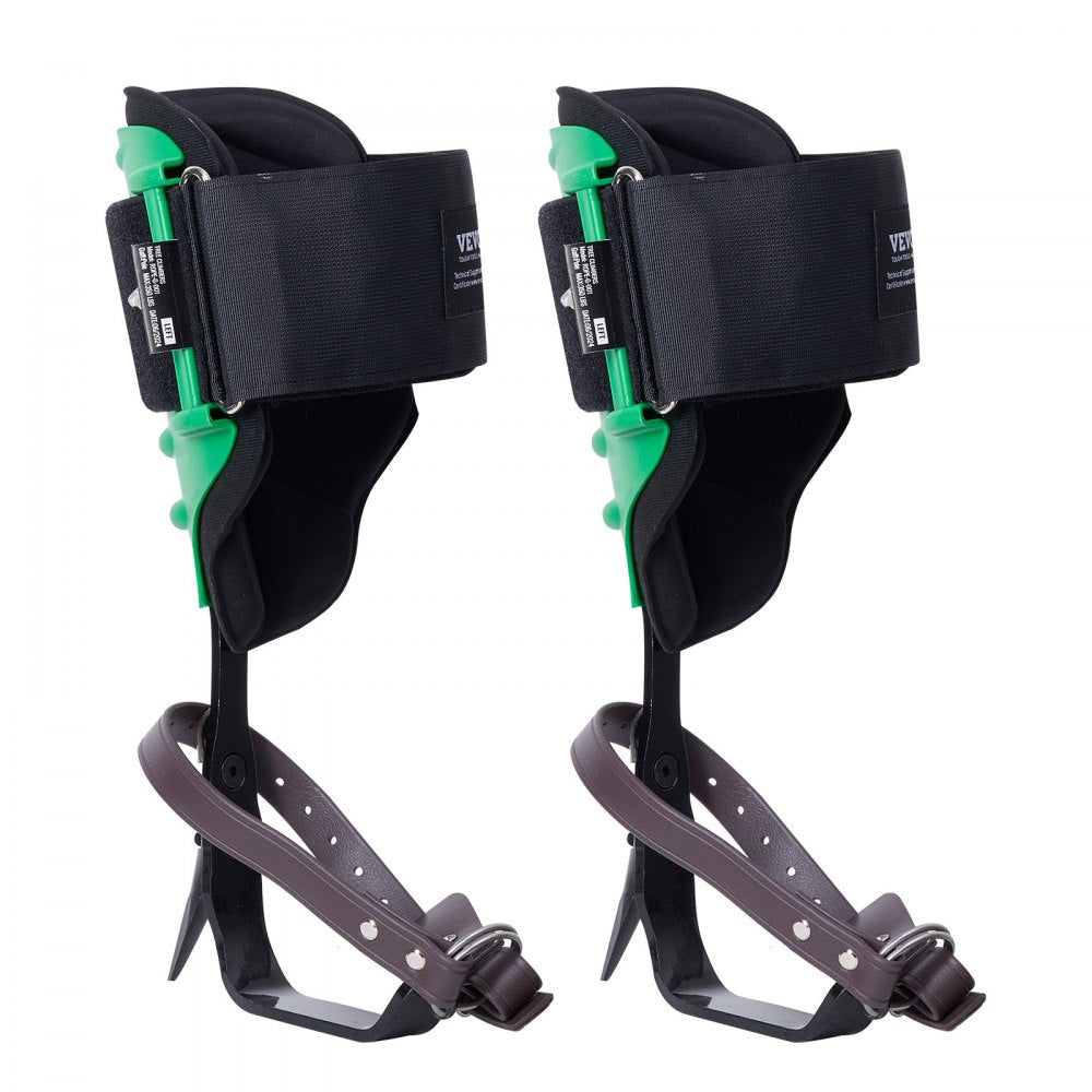 VEVOR Tree Climbing Spikes, 1 Pair Alloy Steel Climbing Spurs, 350lbs Load Capacity Tree Climbing Gear with Straps and Spike Protectors, Arborist Equipment for Climbers, Hunting, Fruit Picking, Green
